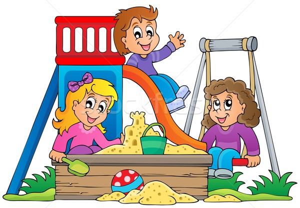 Stock foto: Bild · Spielplatz · Mädchen · Lächeln · Kind · Sand