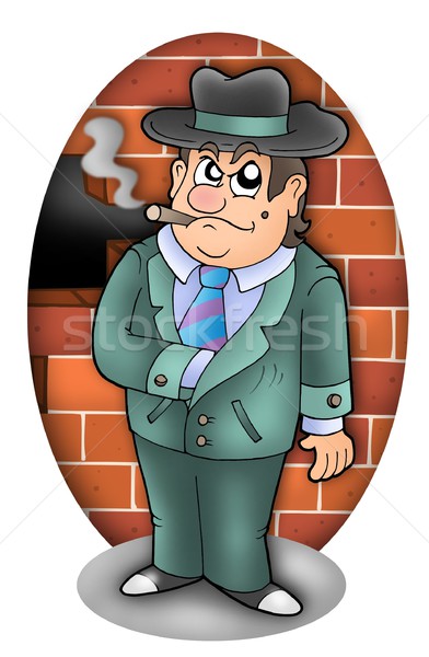Cartoon gangster mur couleur illustration mains Photo stock © clairev