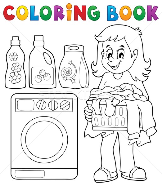Coloring book laundry theme 1 Stock photo © clairev