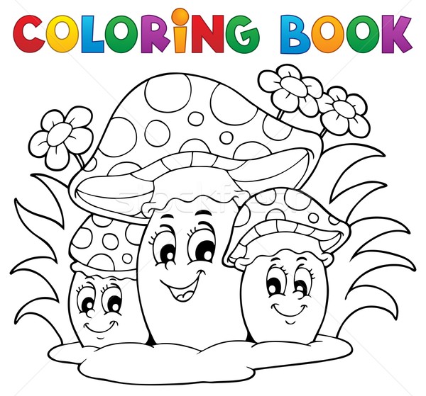 arte de linha de cogumelo e fundo de ilustração de tinta. detalhes do fungo  para livro de colorir adulto. desenho de linha preta. para livro de colorir,  pôster, vestuário, banner, plano de