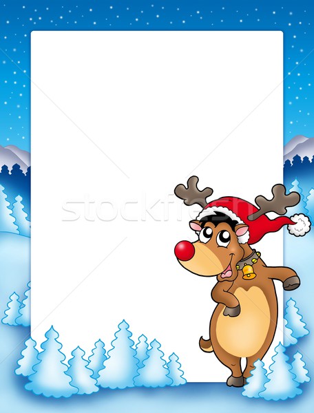 Christmas frame with cute reindeer Stock photo © clairev