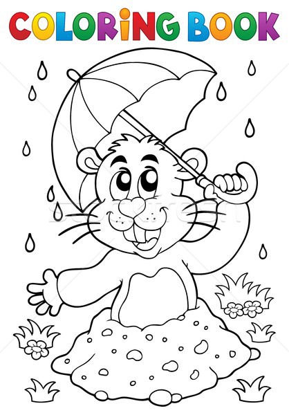 Coloring book groundhog theme image 3 Stock photo © clairev