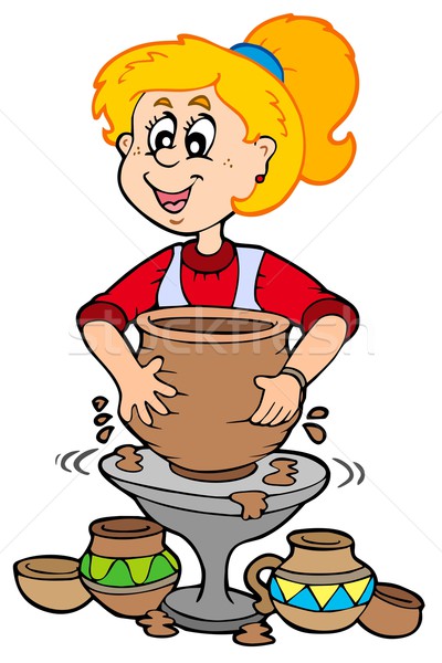 Cartoon poterie fille femme femmes heureux [[stock_photo]] © clairev