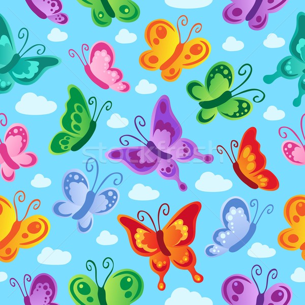 Stock photo: Butterfly seamless background 2