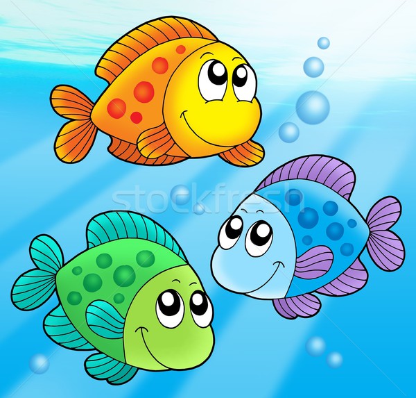Trei drăguţ zâmbet peşte mare Imagine de stoc © clairev