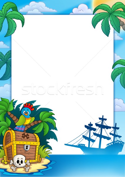 Pirate frame with treasure island Stock photo © clairev