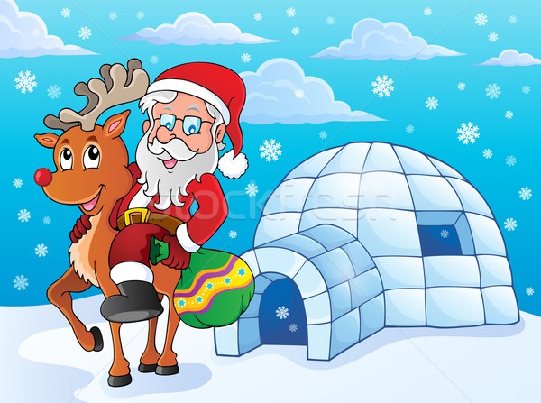 stock photo: igloo with santa claus theme 2