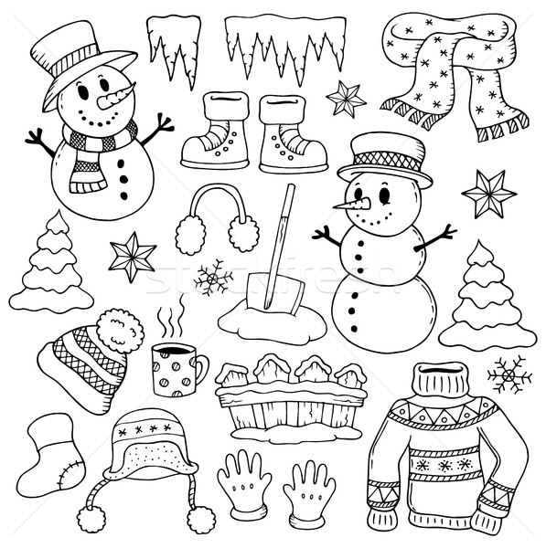 Winter theme drawings 1 Stock photo © clairev