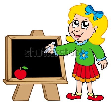 Advising school girl with blackboard Stock photo © clairev