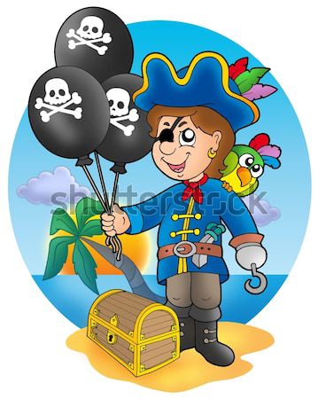 Pirate with old treasure chest Stock photo © clairev