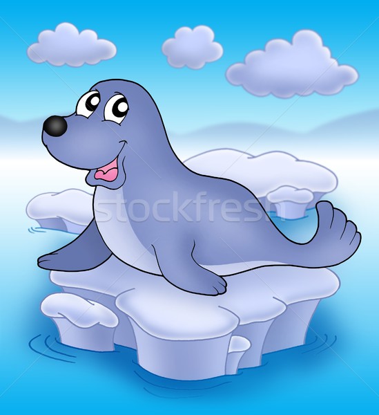 Cute seal on iceberg Stock photo © clairev
