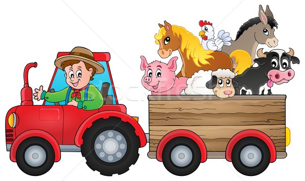 Tracteur image travaux poulet ferme porc [[stock_photo]] © clairev