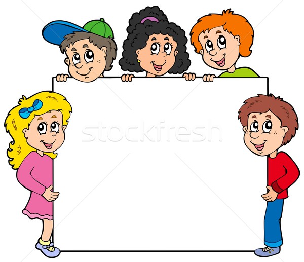 Various kids holding board Stock photo © clairev