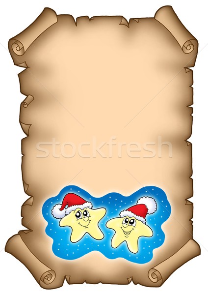 Stockfoto: Christmas · perkament · sterren · kleur · illustratie · hemel