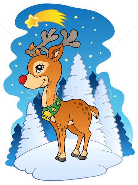 Christmas reindeer with comet Stock photo © clairev