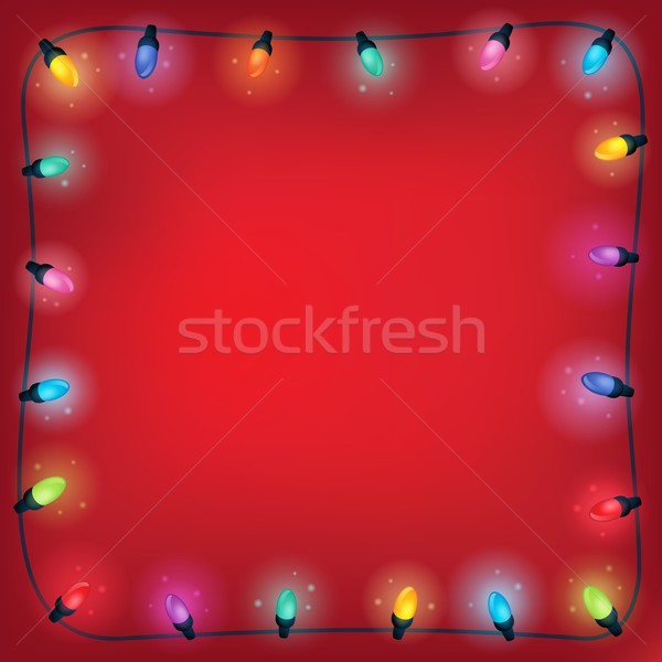 Stock photo: Christmas lights theme frame 1