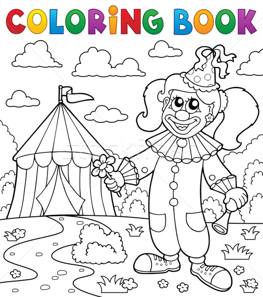 Coloring book clown near circus theme 7 Stock photo © clairev