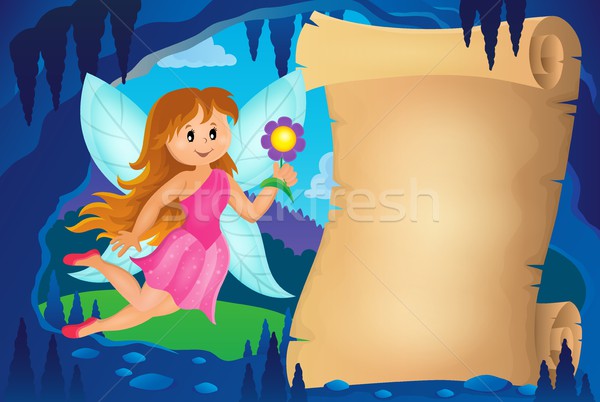 пергаменте сказка пещере изображение девушки красоту Сток-фото © clairev