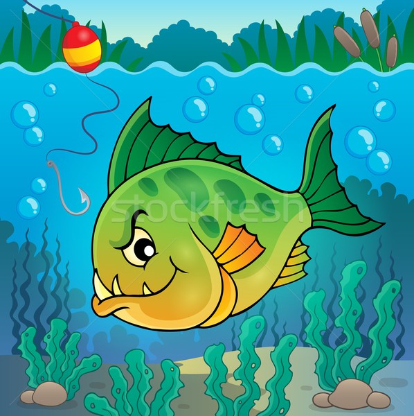 Piranha peşte sub apă natură frunze piatră Imagine de stoc © clairev