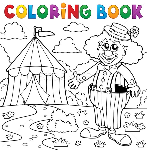 Coloring book clown near circus theme 5 Stock photo © clairev