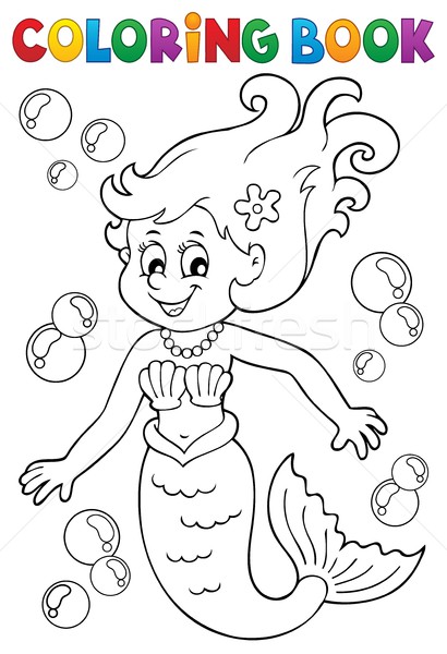 Livro para colorir sereia tópico menina sorrir livro Foto stock © clairev