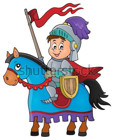 Cartoon knight sitting on horse Stock photo © clairev