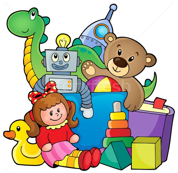 Objeto de brinquedos infantis divertido desenho animado bonito boneca robô  e blocos 1836642 Vetor no Vecteezy