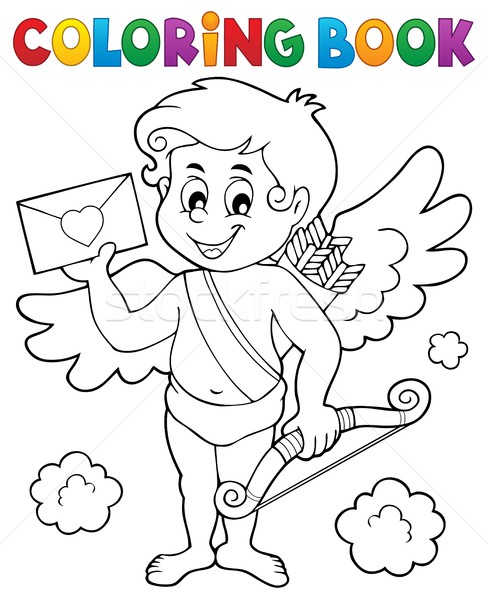 Coloring book Cupid holding envelope Stock photo © clairev