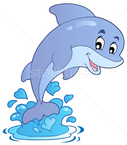 Szczęśliwy skoki Delfin ryb ocean niebieski Zdjęcia stock © clairev
