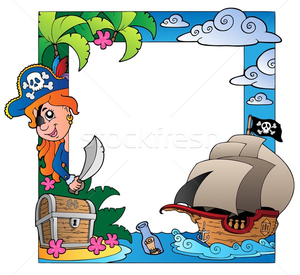 Frame with sea and pirate theme 3 Stock photo © clairev