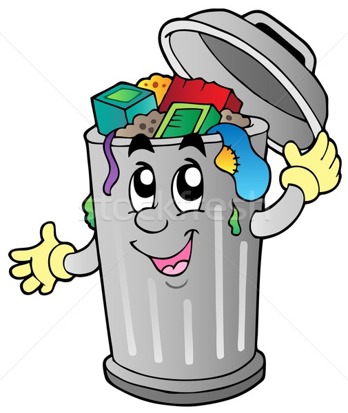 Desenho animado cesto de lixo projeto lixo cesta sorridente Foto stock © clairev