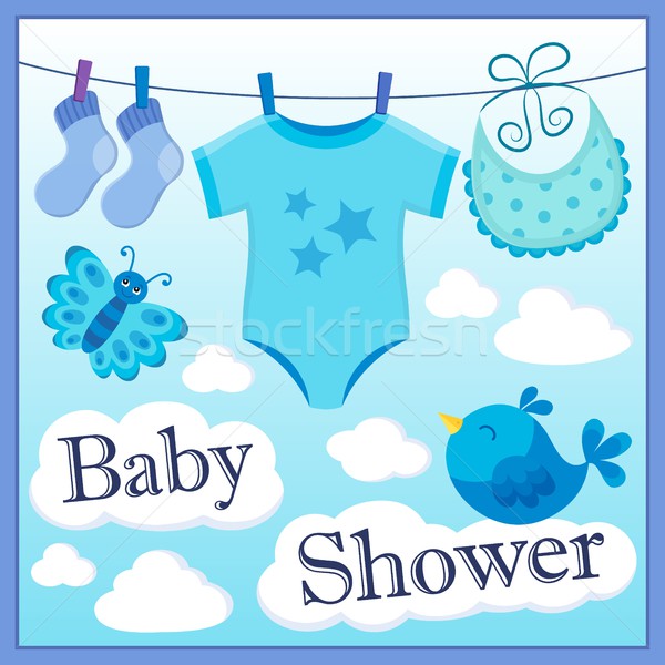 嬰兒 淋浴 圖像 雲 蝴蝶 藝術 商業照片 © clairev