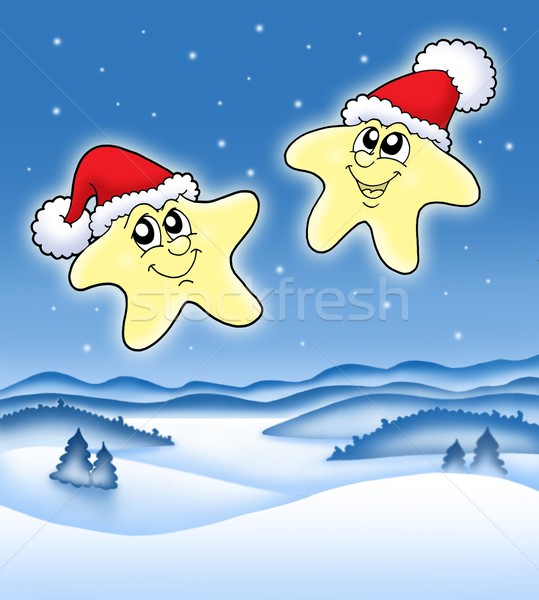 Christmas stars on starry sky Stock photo © clairev