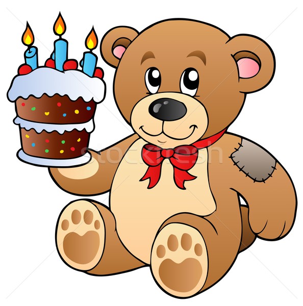 Stock photo: Cute teddy bear with cake