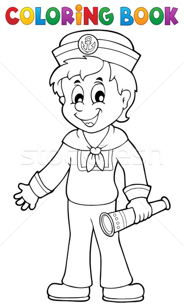 Coloring book sailor with telescope Stock photo © clairev