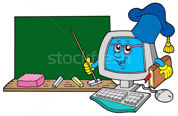 Computer teacher with blackboard Stock photo © clairev