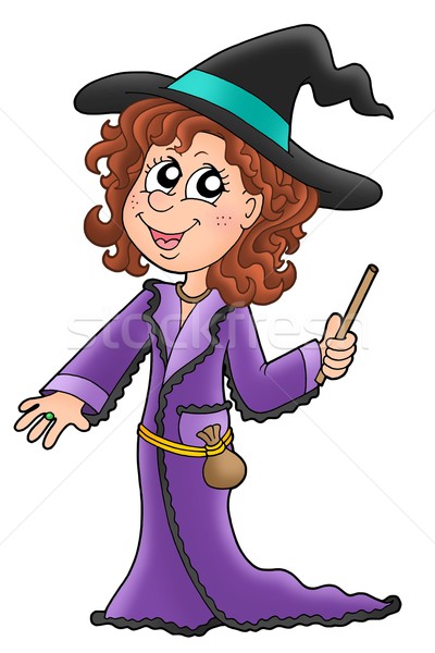 Cute witch with wand Stock photo © clairev