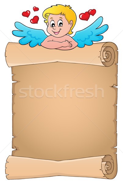 Téma pergamen papír boldog szárnyak rajz Stock fotó © clairev