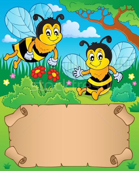 Pequeño pergamino dos feliz abejas papel Foto stock © clairev
