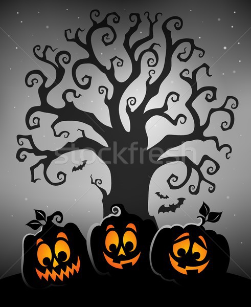 Хэллоуин дерево силуэта тема осень тень Сток-фото © clairev
