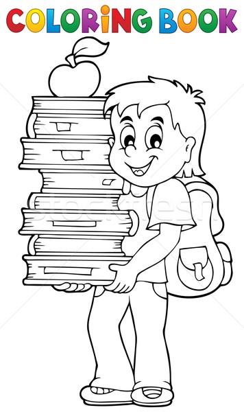 Coloring book with boy holding books Stock photo © clairev