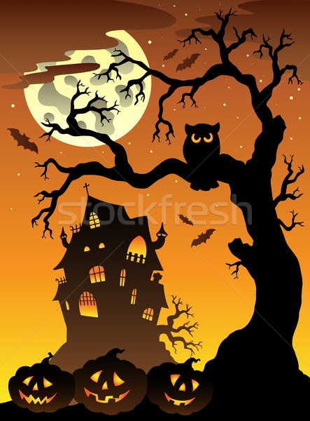 Scene with Halloween mansion 6 Stock photo © clairev