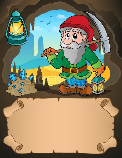 Stock photo: Small parchment and dwarf miner 1