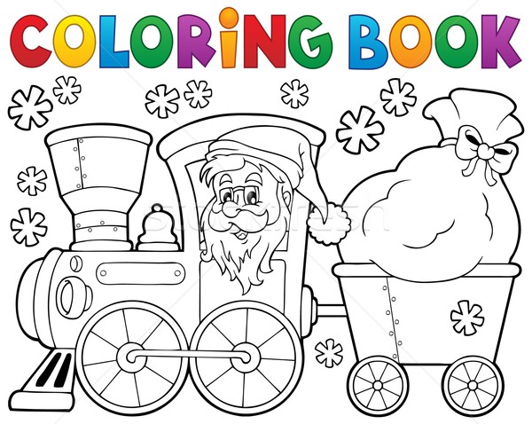 Foto stock: Libro · para · colorear · Navidad · tren · libro · cara · pintura