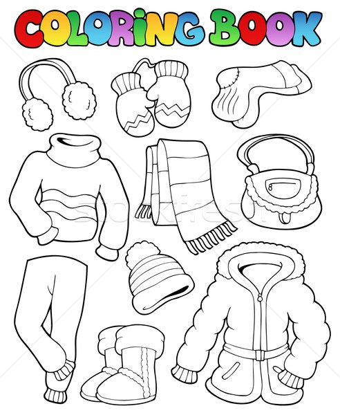 Coloring book winter apparel 1 Stock photo © clairev