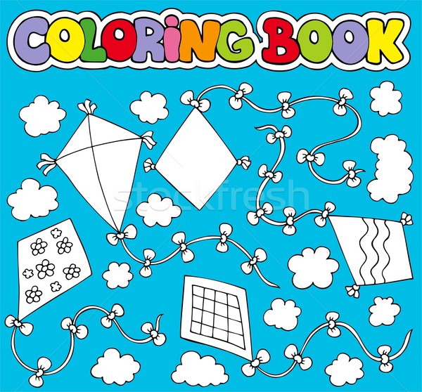 Stock photo: Coloring book with various kites