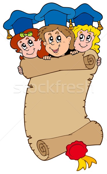 [[stock_photo]]: Trois · enfants · défiler · école · heureux · enfant