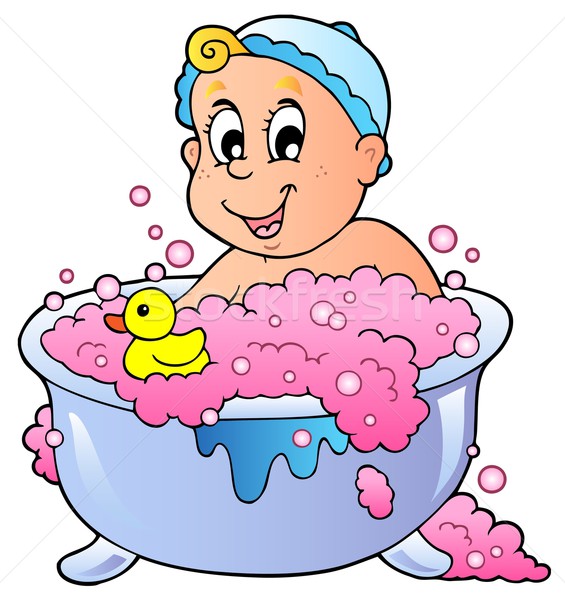 Stock photo: Cute bathing baby