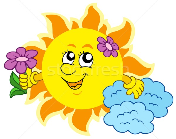 Cute Sun with flower Stock photo © clairev