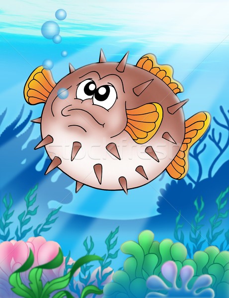 Stock photo: Balloonfish with bubbles